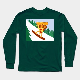 Cool Snowboarding Pizza Long Sleeve T-Shirt